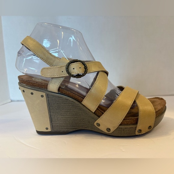 Dansko Frida antique beige sand leather wedge heel sandals size 40 9 - Picture 3 of 11